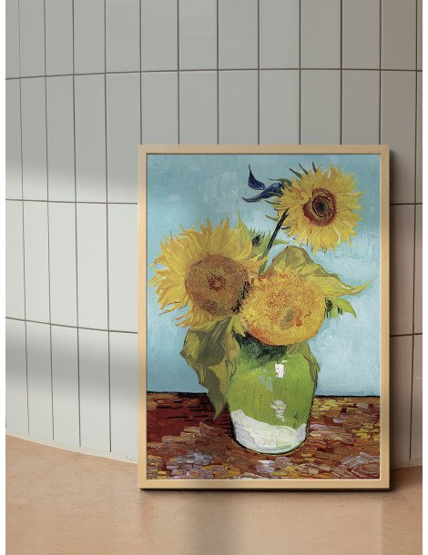 Vase with Three Sunflowers - Van Gogh Poster