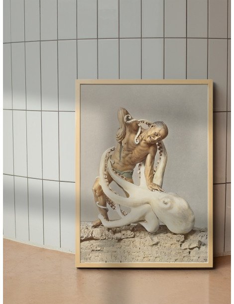 Japanese warrior fighting octopus - Ogawa Kazumaza
