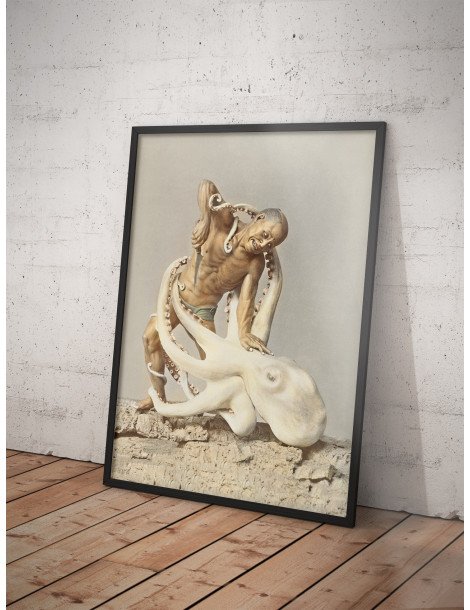 Japanese warrior fighting octopus - Ogawa Kazumaza
