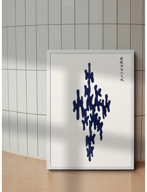 Japanese vintage original blue woodblock print (Yatsuo no tsubaki) - Taguchi Tomoki