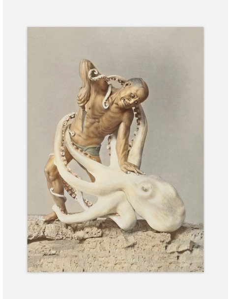 Japanese warrior fighting octopus - Ogawa Kazumaza