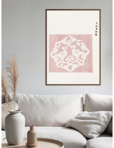Japanese vintage original pink woodblock print (Yatsuo no tsubaki) - Taguchi Tomoki Poster
