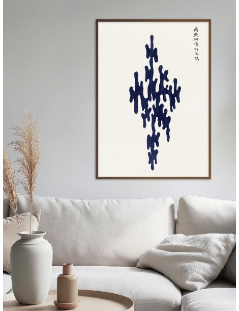 Japanese vintage original blue woodblock print (Yatsuo no tsubaki) - Taguchi Tomoki
